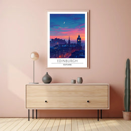 Edinburgh Evening Skyline Travel Poster
