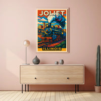Joliet, Illinois Vintage Train Poster