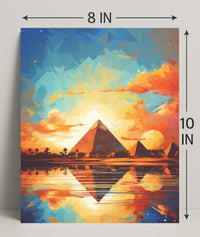 Sunset Over The Pyramids Poster