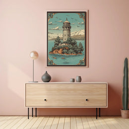 Serene Lighthouse on an Island Poster