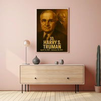 Harry S Truman Vintage Analog Film Aesthetic Poster Presidential Portrait Wall Art Historical Print