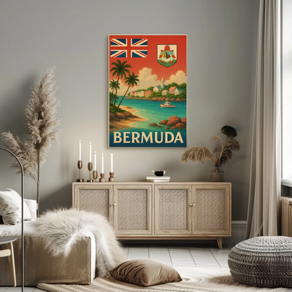 Bermuda Coastal Charm Vintage Travel Poster