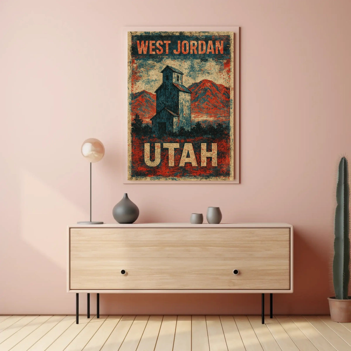 Vintage West Jordan Utah Rustic Travel Collectors Poster