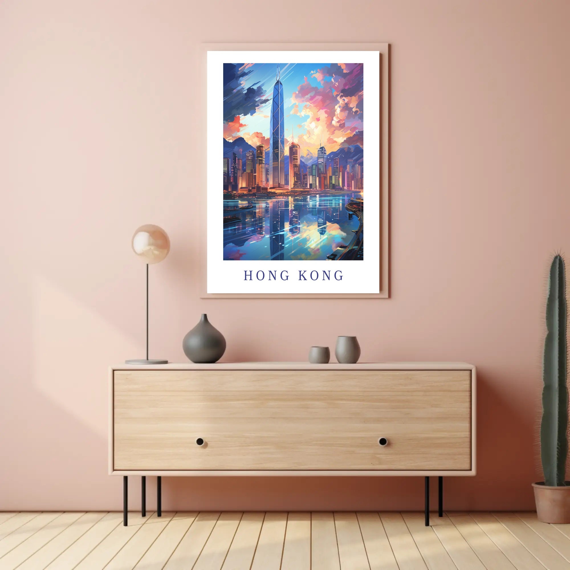 Hong Kong Skyline Vibrant Urban Cityscape Travel Poster PosterGoat