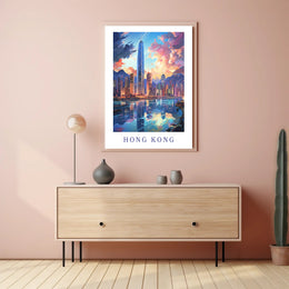 Hong Kong Skyline Vibrant Urban Cityscape Travel Poster PosterGoat