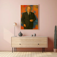 Vibrant Abstract Geometric Man in Suit Artistic Poster