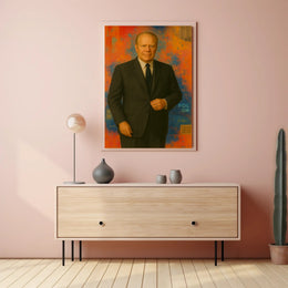 Vibrant Abstract Geometric Man in Suit Artistic Poster
