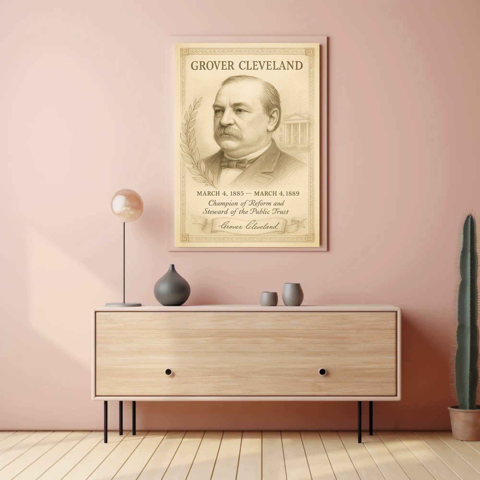 Grover Cleveland 22nd President Sketch Poster Art Print for Home Decor PosterGoat