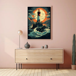 Lighthouse At Sea Poster PosterGoat