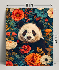 Panda in Bloom: Artistic Harmony Animal Poster