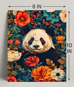 Panda in Bloom: Artistic Harmony Animal Poster
