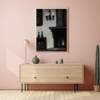 Warm Vintage Fireplace Scene for Cultural or Heritage Poster PosterGoat