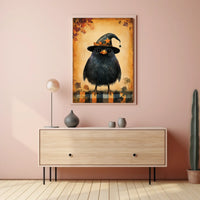 Black Bird Witch Halloween Autumn Whimsical Poster