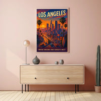Los Angeles Dreamscape Vintage Sunset Art Poster