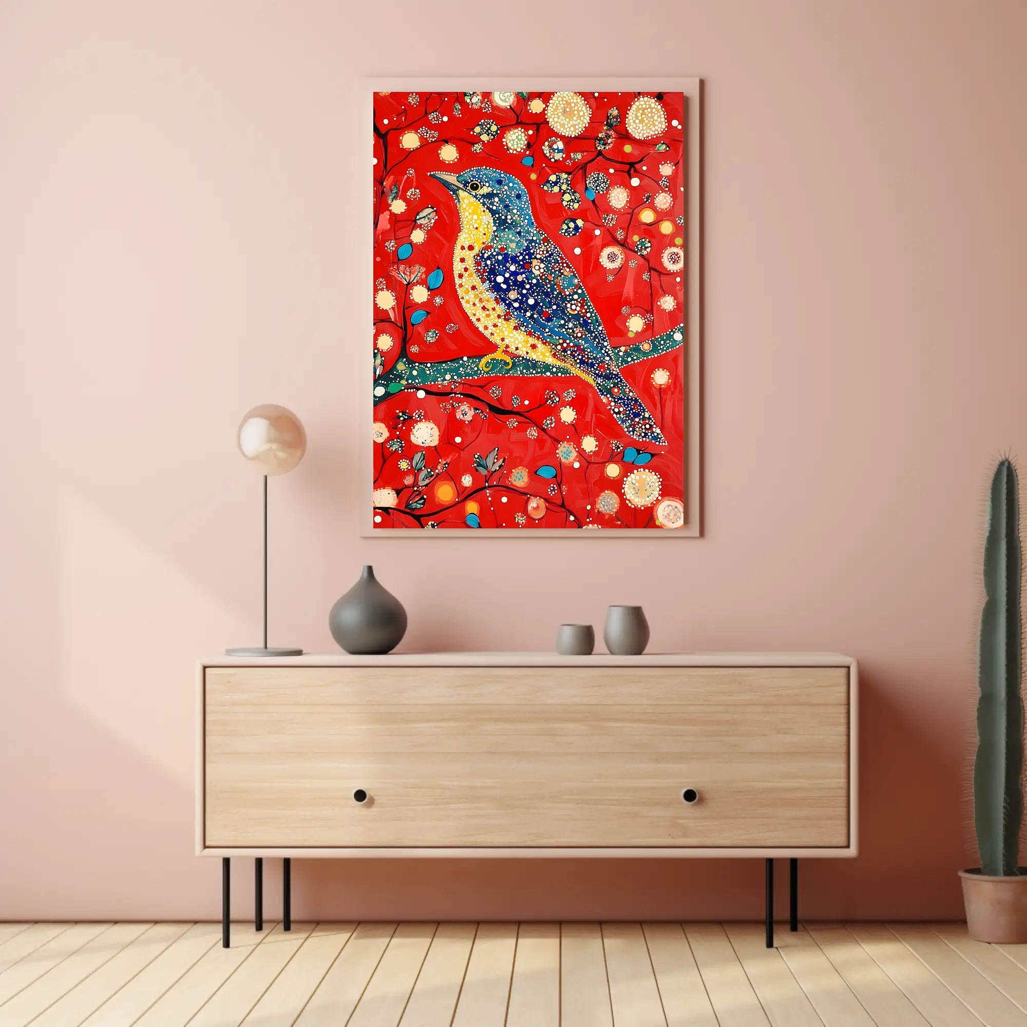 Vibrant Bird Poster Dotted Wonderland Art Print