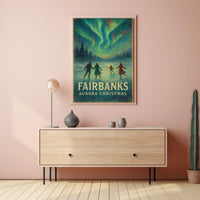 Fairbanks Aurora Christmas Night Sky Landscape Poster