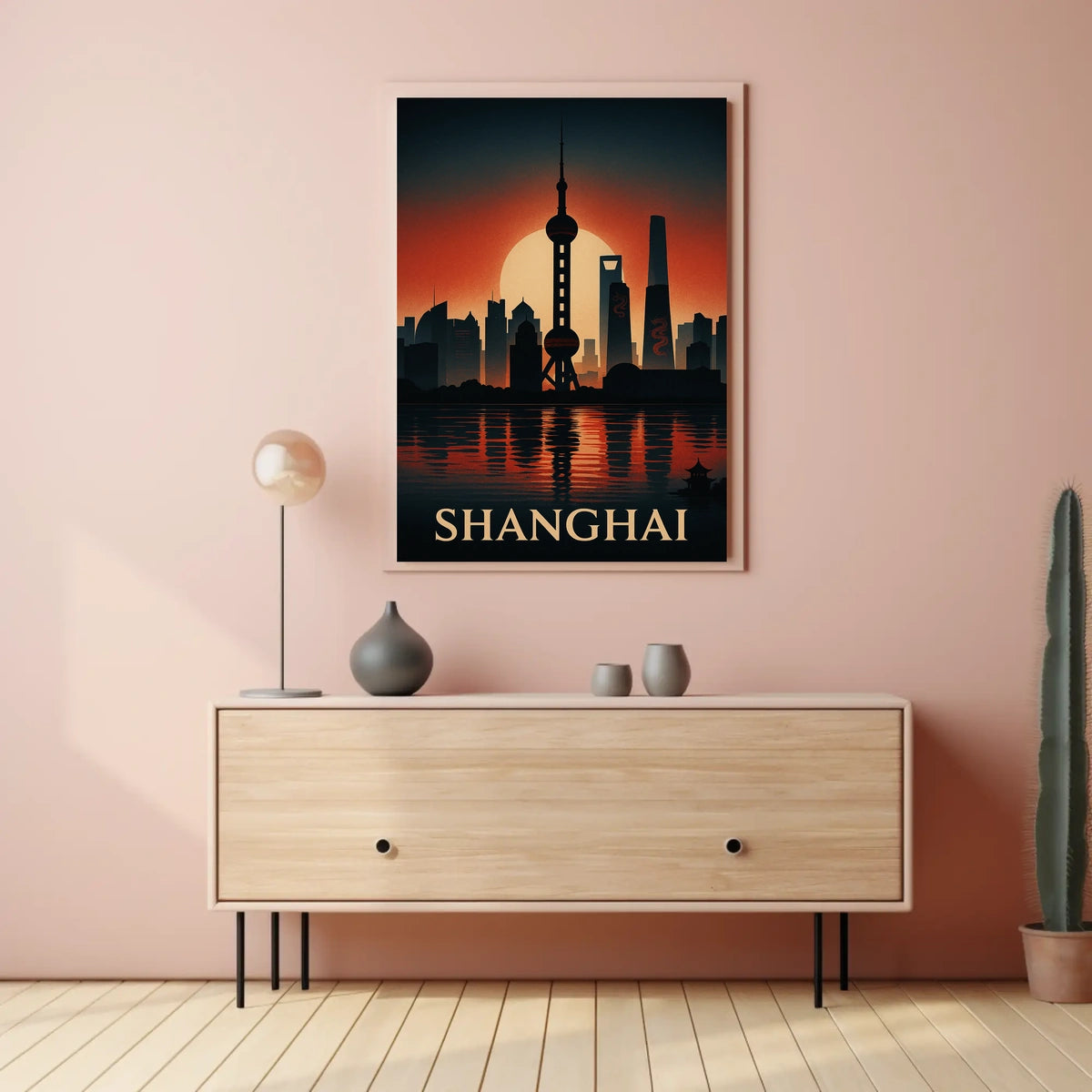 Shanghai Skyline at Sunset Poster