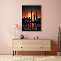 Shanghai Skyline at Sunset Poster