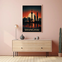 Shanghai Skyline at Sunset Poster