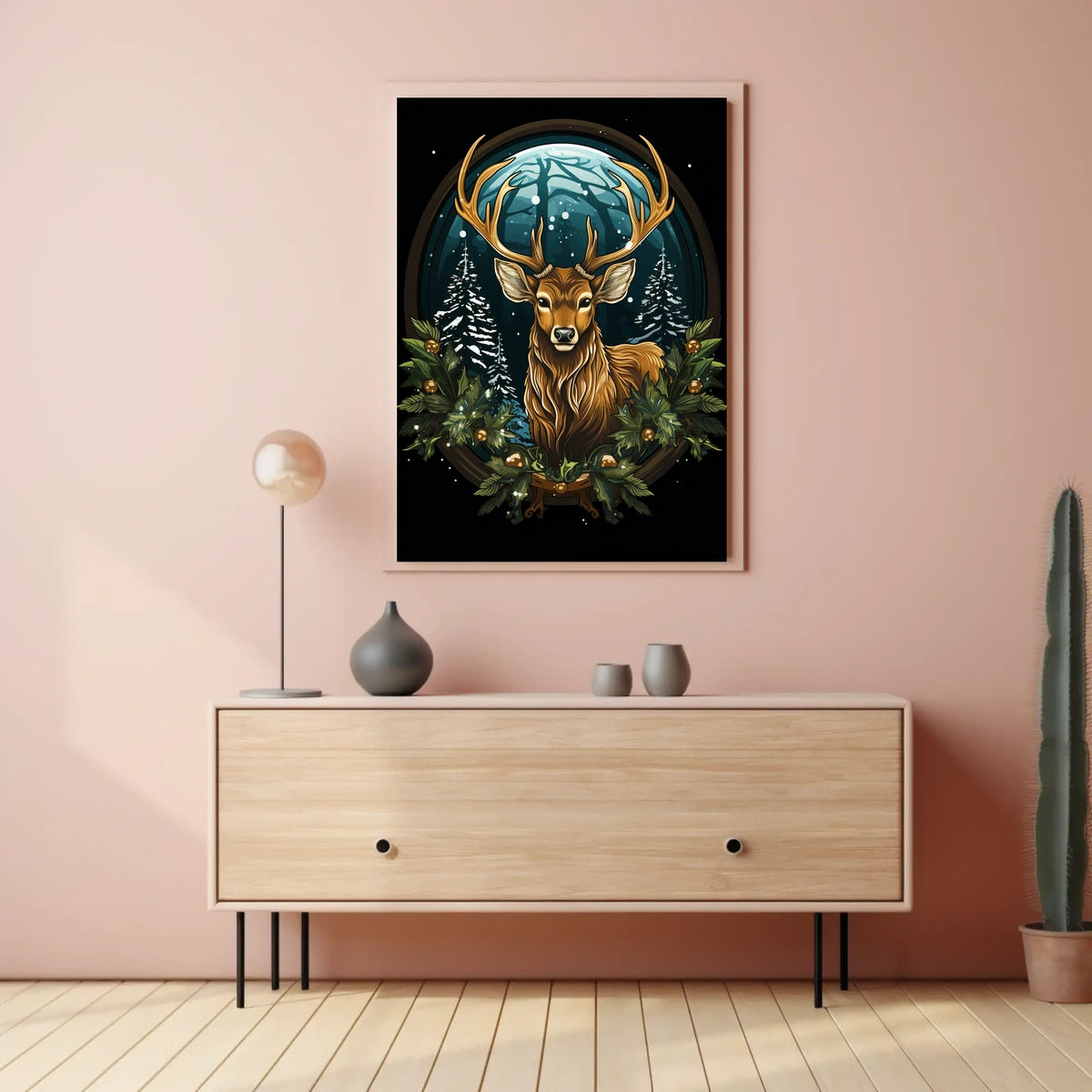 Majestic Winter Stag Poster