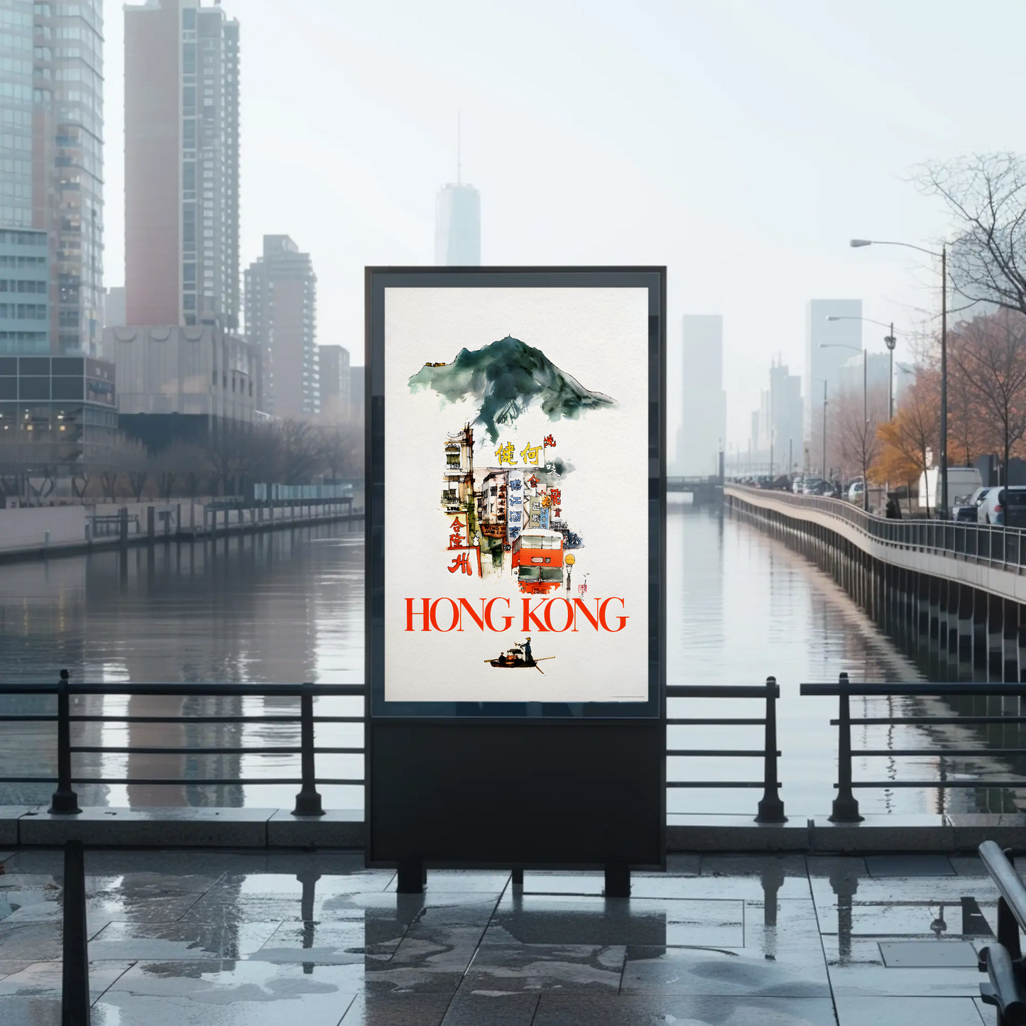 Hong Kong - Artistic Travel Poster