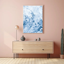 Serene Blue Abstract Marble Waves Art Poster