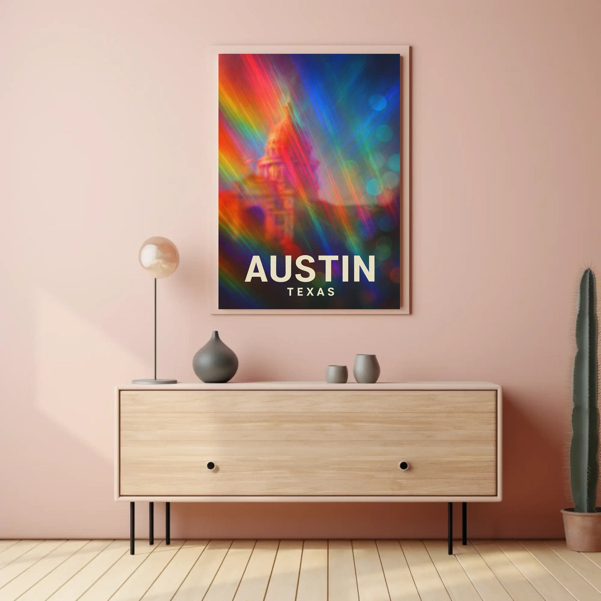 Austin Texas Vibrant Cityscape Digital Painting Pop Art Urban Skyline Travel Inspired Poster