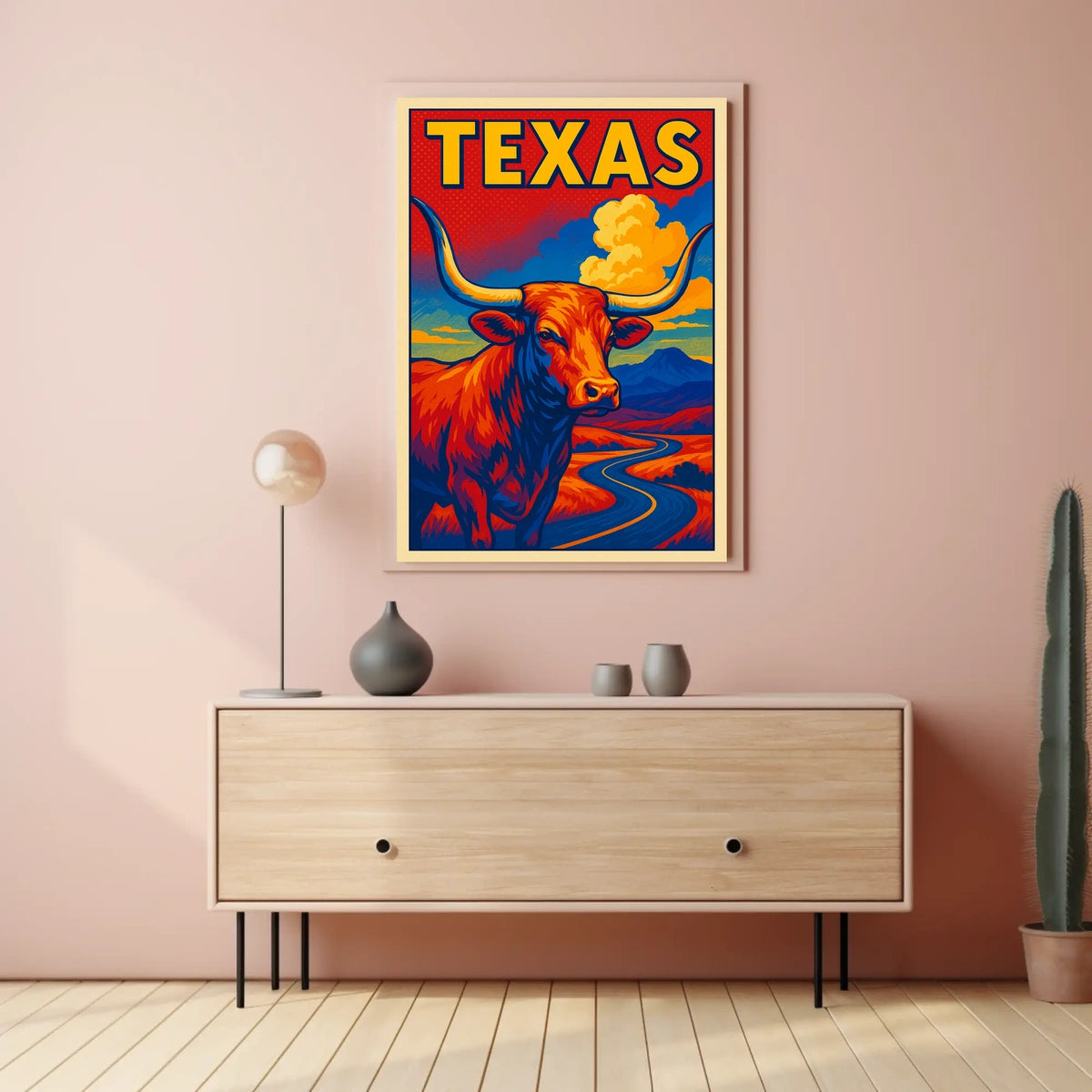 Texas Longhorn Landscape Poster