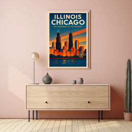 Illinois Chicago The Heartbeat of the Midwest Poster