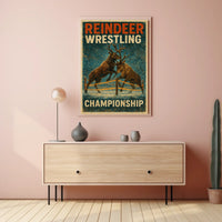 Reindeer Wrestling Championship: Bold Whimsical Sports Poster