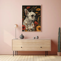Floral Bulldog Portrait Poster