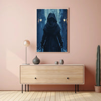 Mysterious Hooded Figure in Fantasy Alleyway Poster PosterGoat