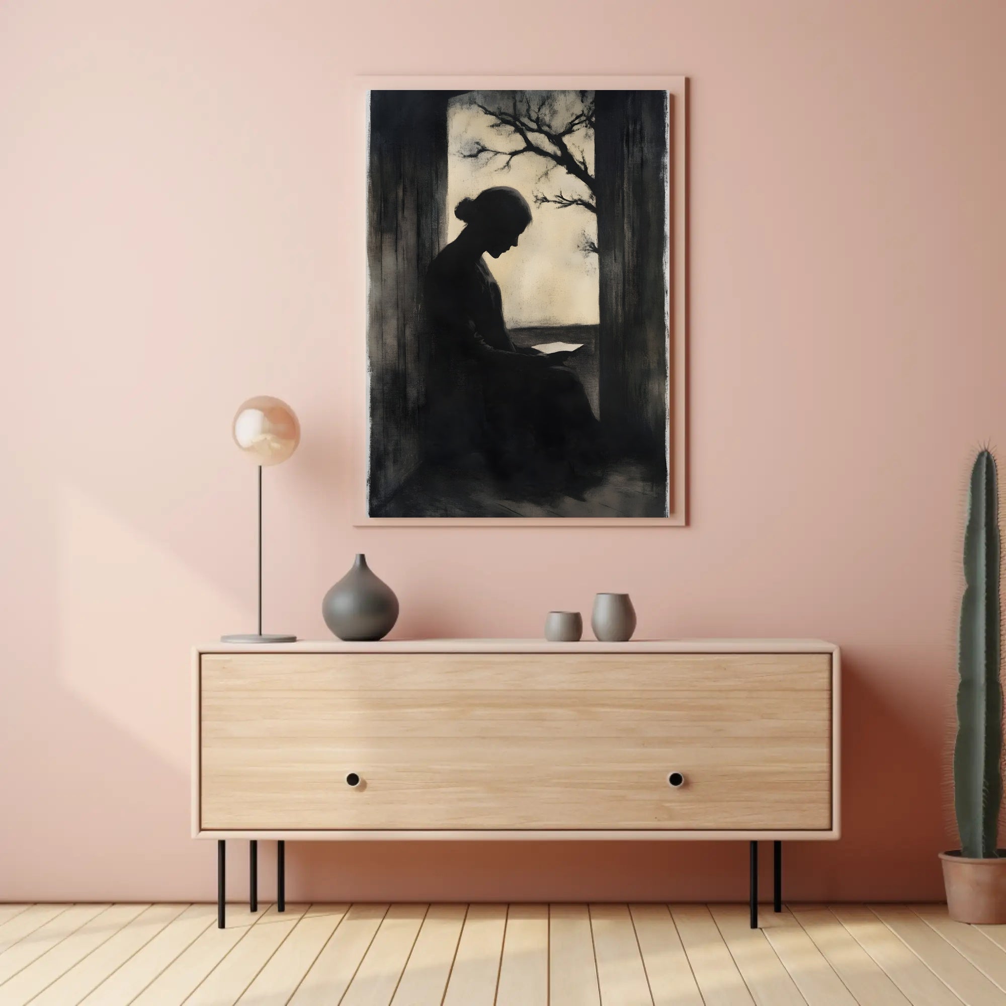Silhouette Woman Reading Vintage Artistic Poster PosterGoat
