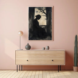 Silhouette Woman Reading Vintage Artistic Poster PosterGoat