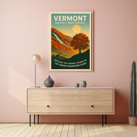 Vermont Autumn Landscape Poster Vintage Art Print
