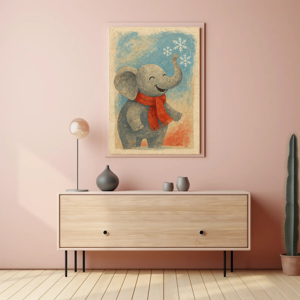 Elephant Winter Forest Poster