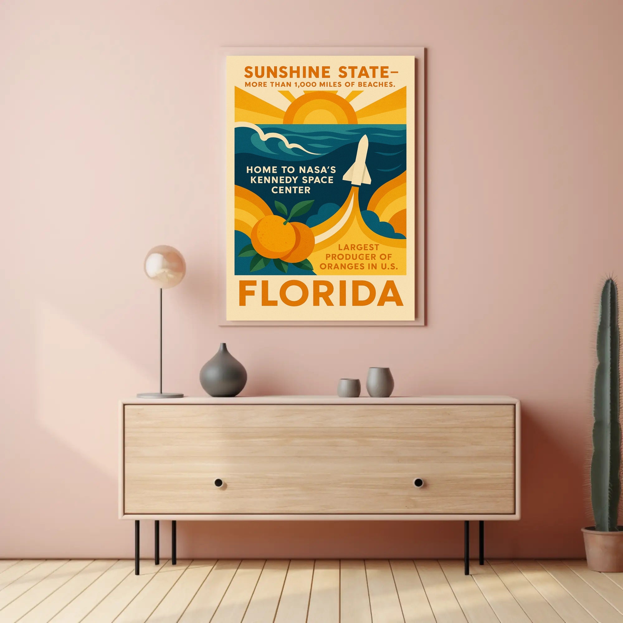 Florida's Vibrant Tribute: Retro Travel Poster