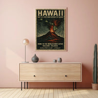 Hawaii Islands Vintage Volcano Adventure Poster