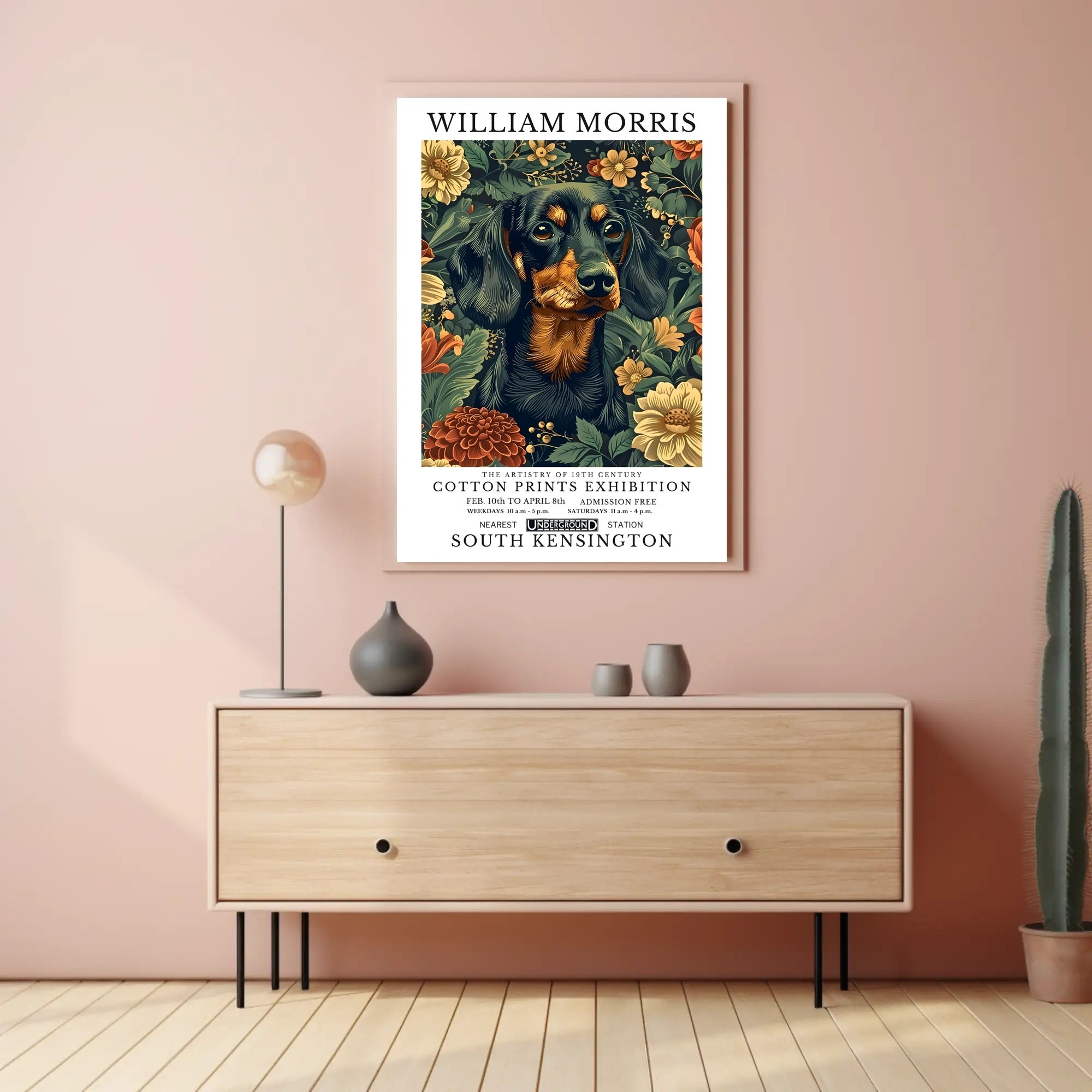 19th Century Dachshund and Floral Prints Cultural Poster