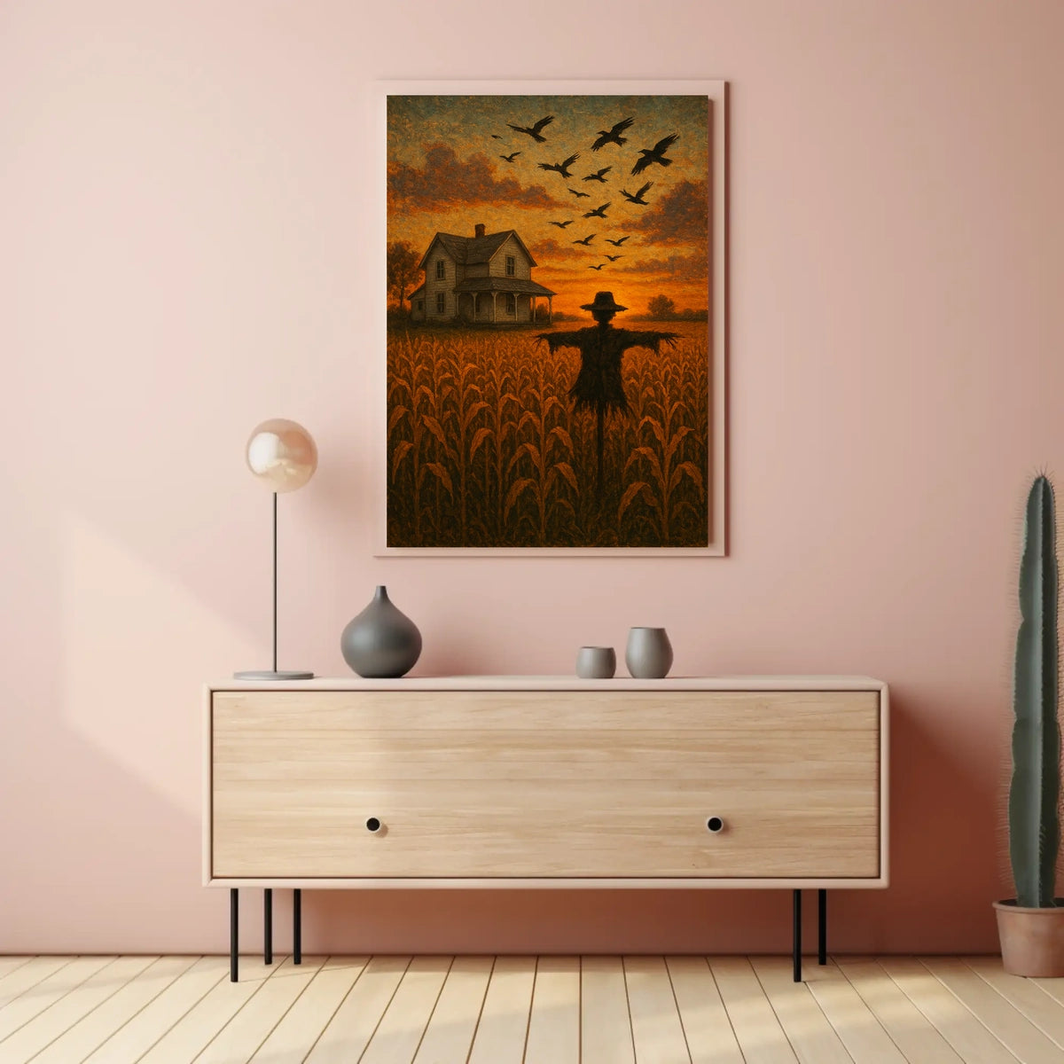 Rural Farmhouse Sunset Impressionistic Cozy Autumn Poster
