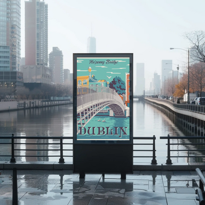 Dublin Ha'penny Bridge Travel Poster