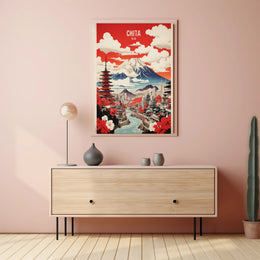 Japanese Fusion Landscape Art Print Cultural or Heritage Poster