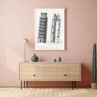 Architectural Diagram of a Leaning Tower Poster PosterGoat