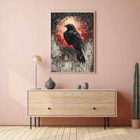 Raven Under Blood Moon Art Print Animal Poster