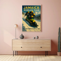 Jamaica Bobsled Team 1988 Winter Olympics Poster