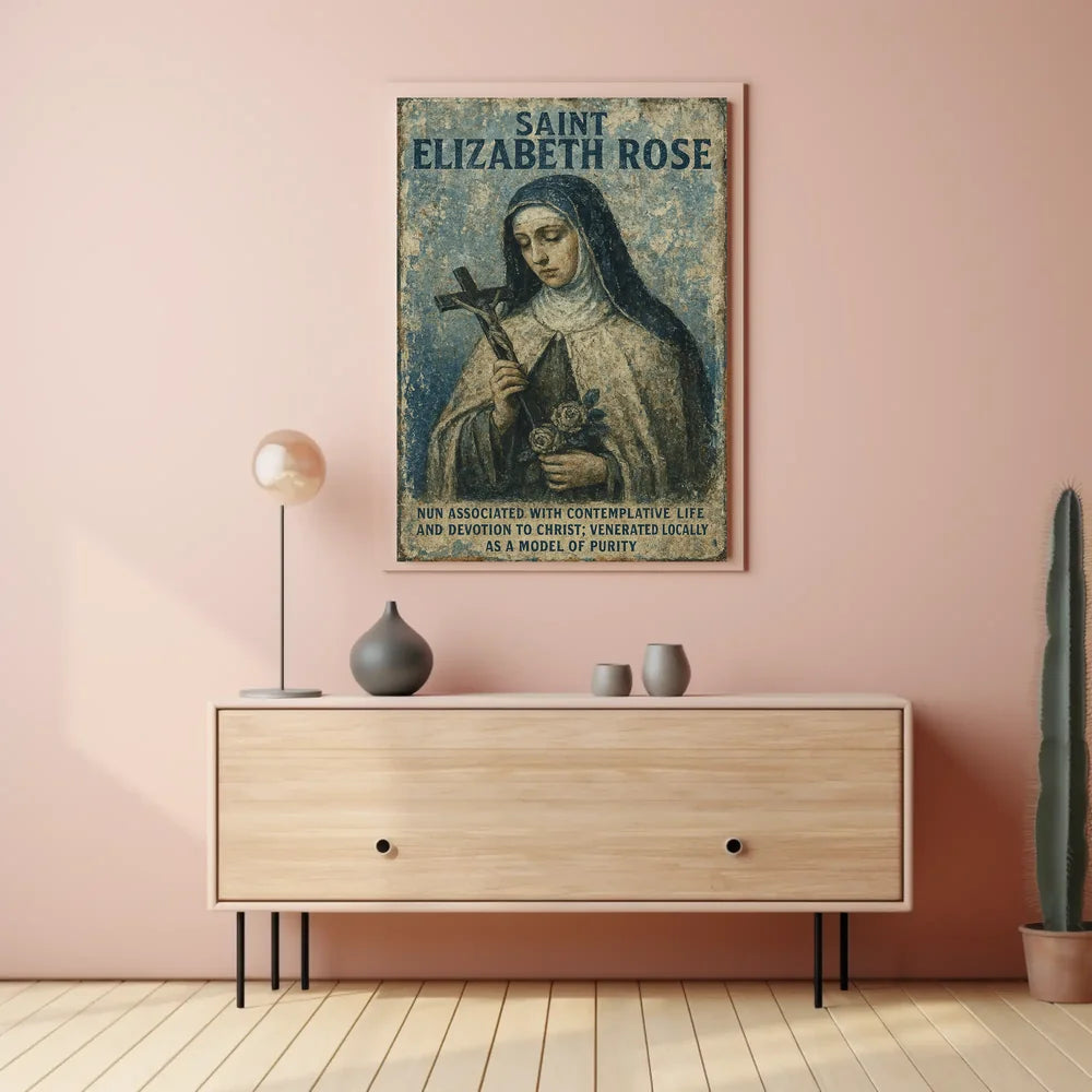 Saint Elizabeth Rose Vintage Religious Art Poster