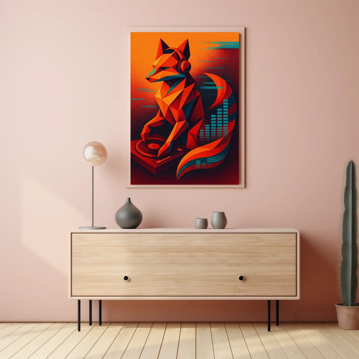 Geometric Fox Dj Poster