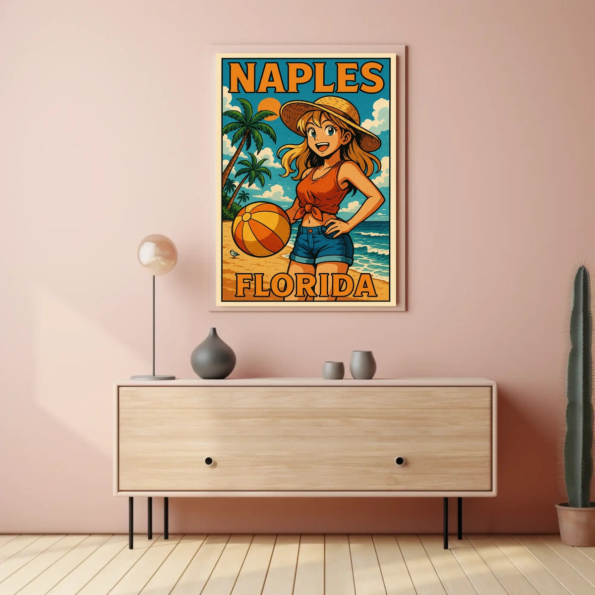 Naples Florida Beach Vibes Poster Coastal Wall Art 18x24