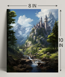 Enchanted Mountain Castle Poster PosterGoat