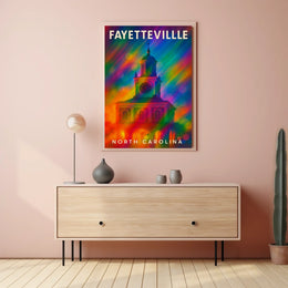 Fayetteville North Carolina Scenic Travel Art Realism Digital Painting Vibrant Heritage Souvenir Wall Decor Poster